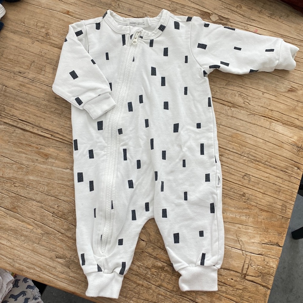 Miles White Onesie with black detail